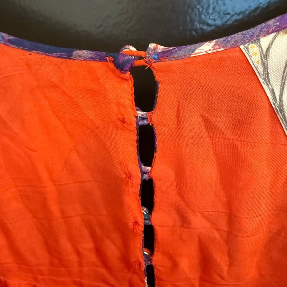 Free People size 10 EUC Orange and Blue Spaghetti Strap midi/maxi dress - Picture 15 of 15